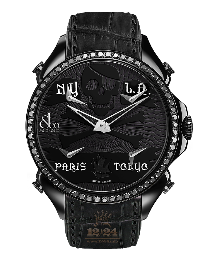 Jacob & Co Gents Collection Watch PZ500.11.SO.NP.A 45 mm Stainless steel PVD coating Case Black Dial