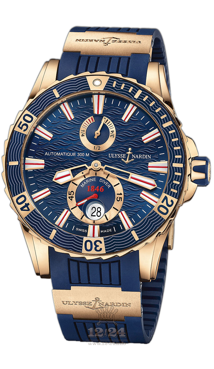 Ulysse Nardin Diver Watch 266-10-3/93 44 mm Pink gold Case Blue Dial