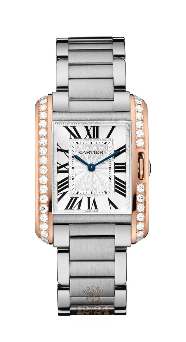 Cartier Tank Watch W3TA0003 26 mm Steel / Pink gold Case Silver Dial