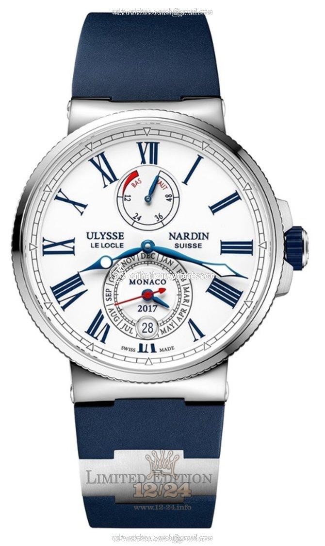 Ulysse Nardin Marine Watch 1133-210LE-3/40-MON 43 mm Stainless steel Case White Dial