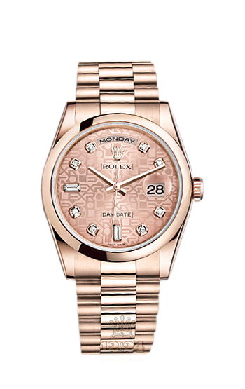 Rolex Day-Date Watch 118205f-0004 36 mm Pink gold Case Pink Dial