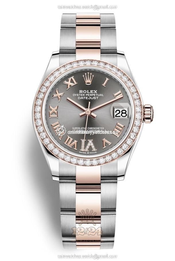 Rolex Datejust Watch 278381rbr-0029 31 mm Stainless steel Pink gold Case Gray Silver Dial