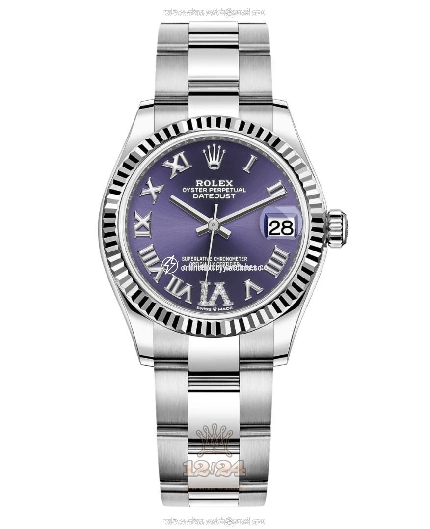 Rolex Datejust Watch 278274-0025 31 mm Stainless steel White gold Case Purple Dial