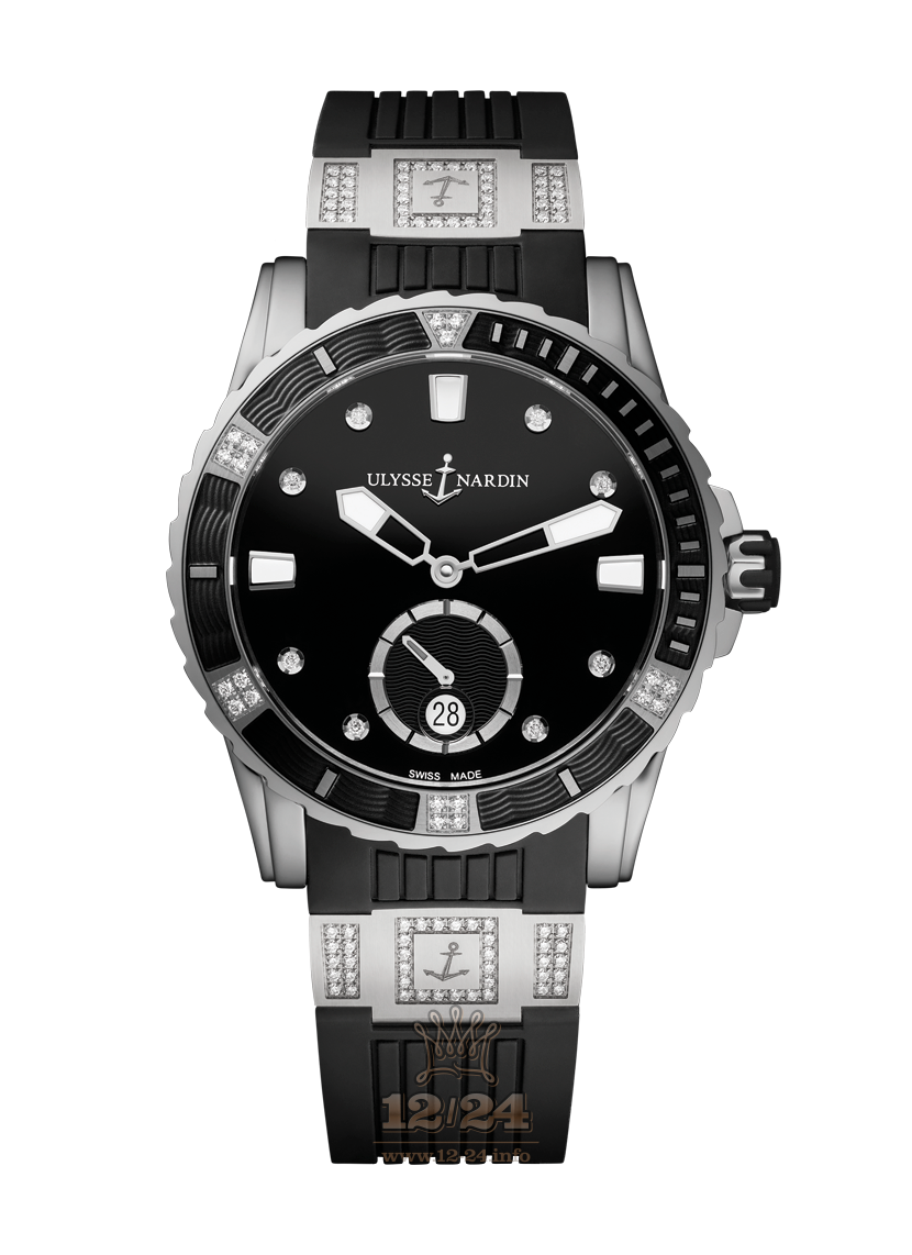 Ulysse Nardin Diver Watch 3203-190-3C/12.12 40 mm Stainless steel Case Black Dial