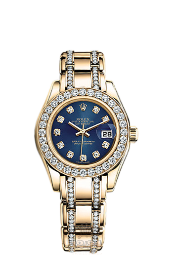 Rolex Pearlmaster Watch 80298-0125 29 mm Yellow gold Case Dark blue Dial