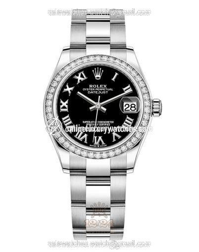 Rolex Datejust Watch 278384rbr-0001 31 mm Stainless steel White gold Case Black Dial