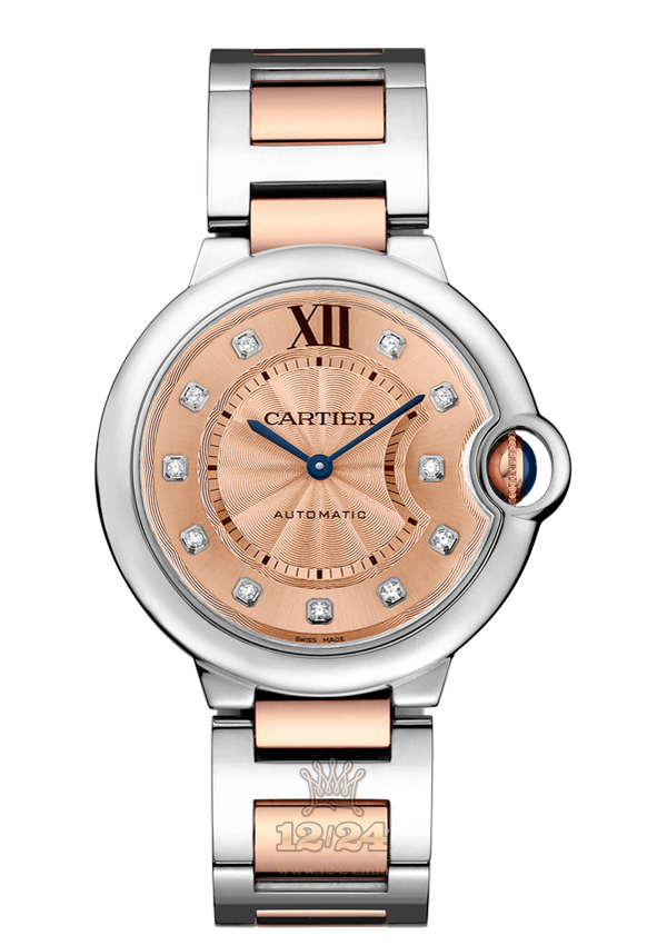 Cartier Ballon Bleu de Cartier Watch WE902054 37 mm Steel / Pink gold Case Golden Pink Dial