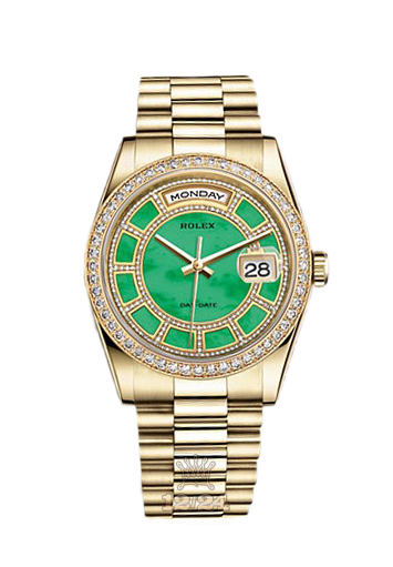 Rolex Day-Date Watch 118348-0180 36 mm Yellow gold Case Green Dial