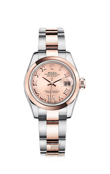 Rolex Lady-Datejust Watch 179161-0075 26 mm Steel / Pink gold Case Pink Dial