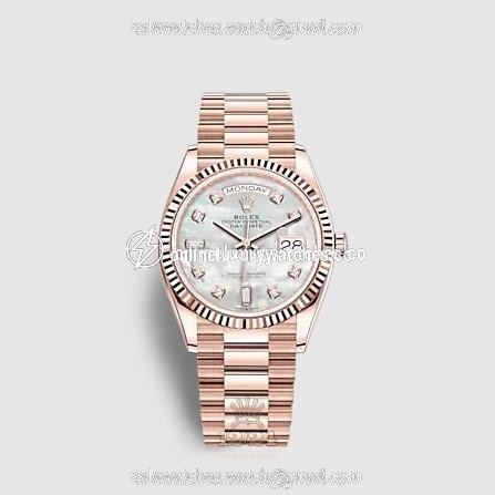 Rolex Day-Date Watch 128235-0029 36 mm Pink gold Case White Dial