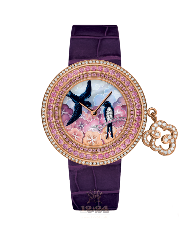 Van Cleef Extraordinary Dials Watch VCARO4FU00 Pink gold Case Orange Pink Blue Painted Dial