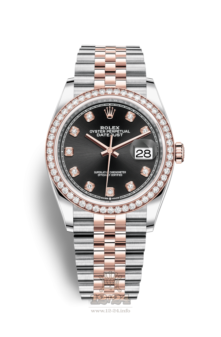 Rolex Datejust Watch 126281rbr-0007 36 mm Steel / Pink gold Case Black Dial
