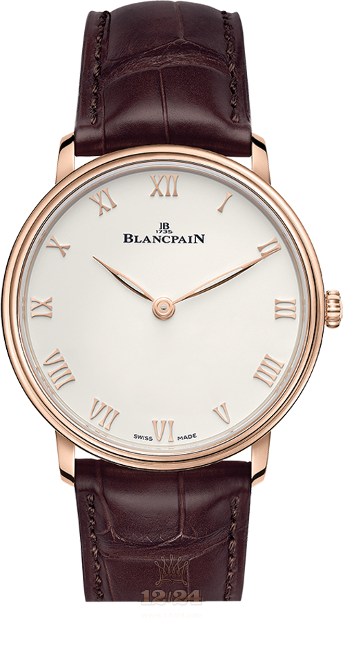 Blancpain Villeret Watch 6605-3642-55 40 mm Red gold Case White Dial