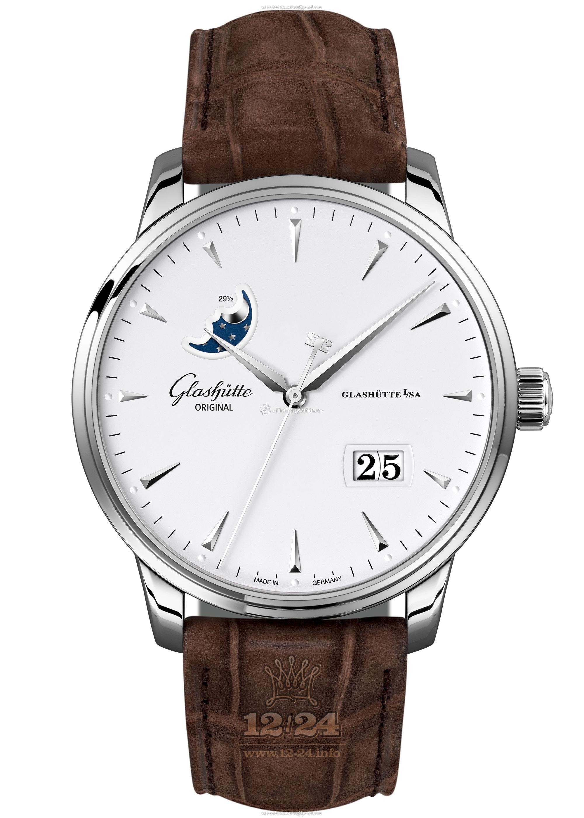 Glashutte Senator Watch 1-36-04-05-02-02 42 mm Stainless steel Case White Dial