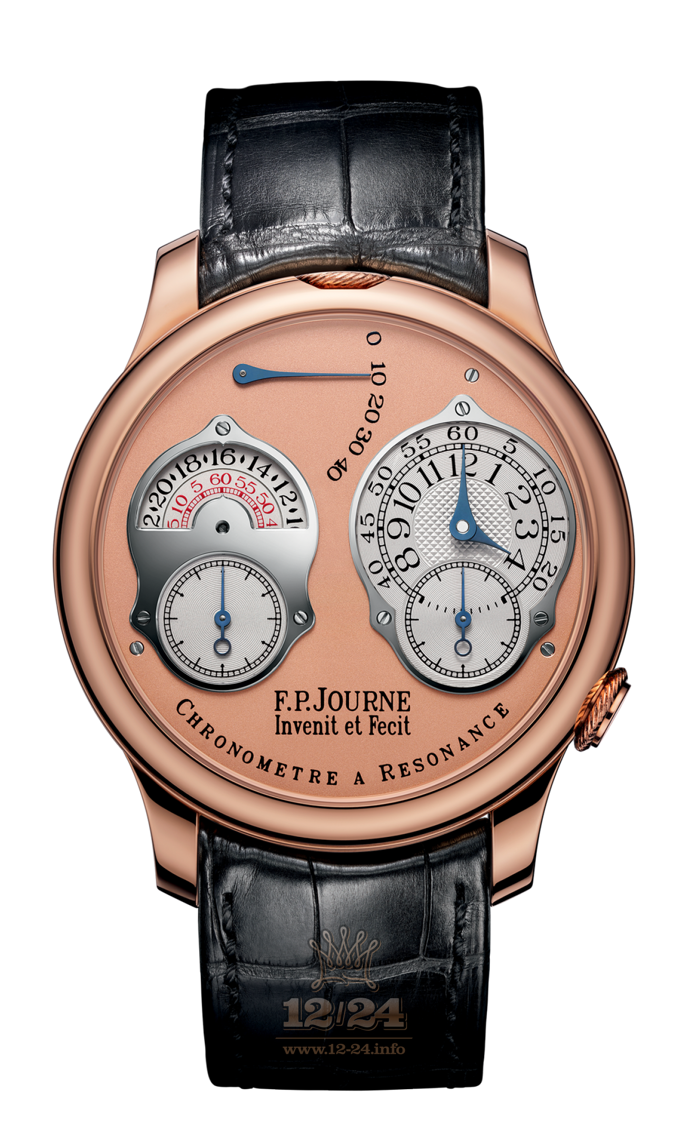 F.P.Journe Souveraine Watch FPJ-Co-Souveraine-Resonance-AL-CuirOr 40 mm Pink gold Case White Silver Golden Dial