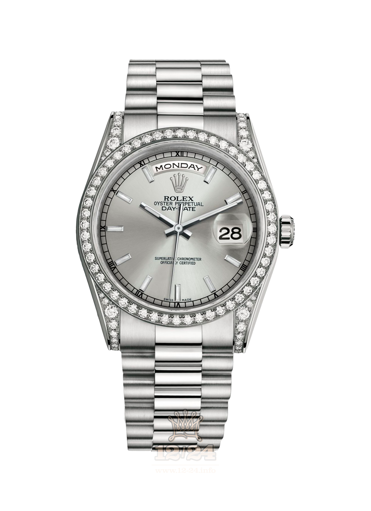 Rolex Day-Date Watch 118389-0058 36 mm White gold Case Silver Dial