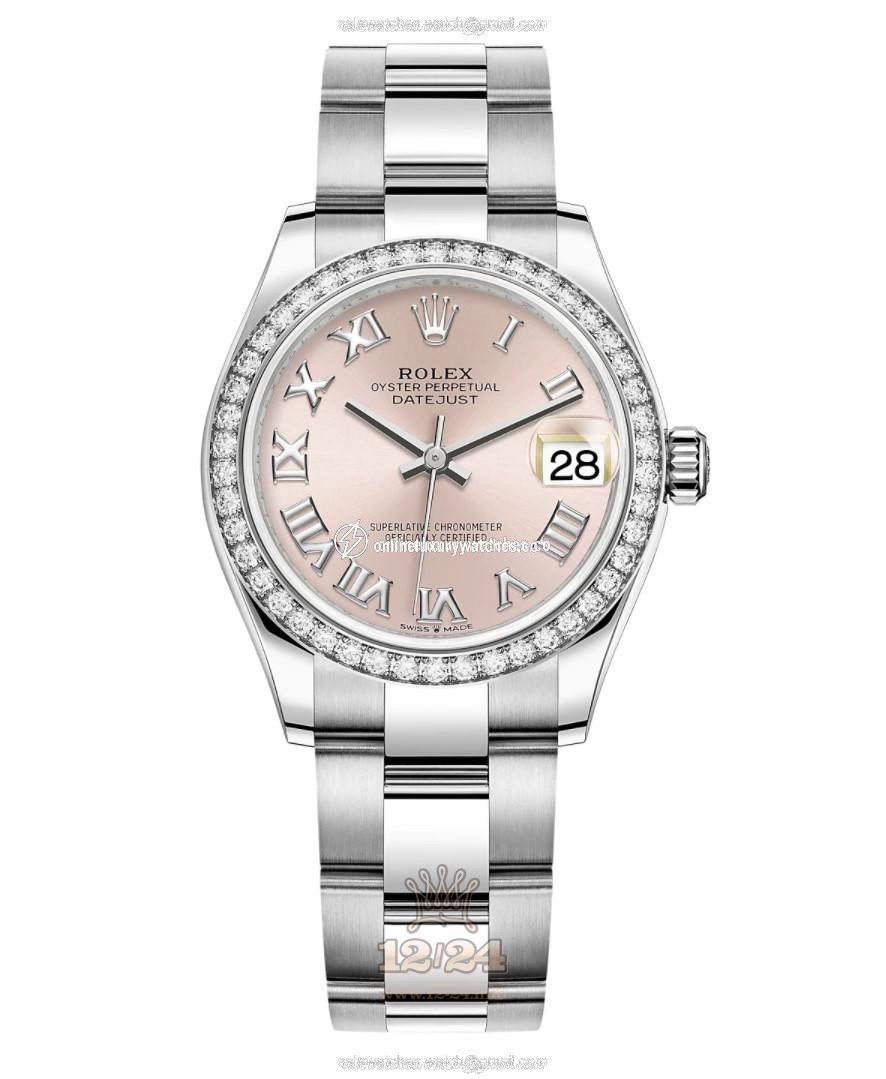 Rolex Datejust Watch 278384rbr-0023 31 mm Stainless steel White gold Case Pink Dial