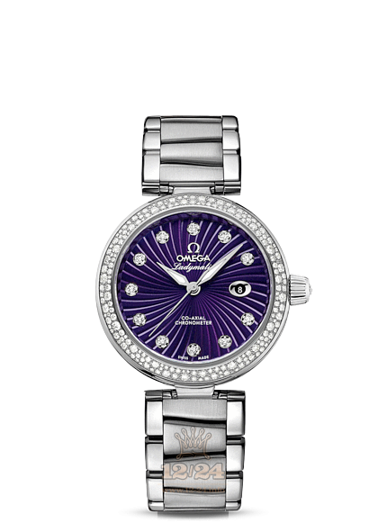 Omega Ladymatic Watch 425.35.34.20.60.001 34 mm Stainless steel Ceramics Case Purple Dial