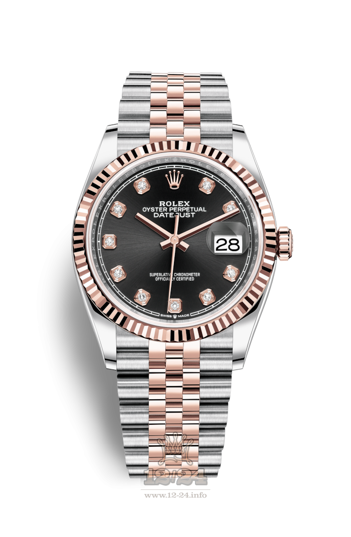 Rolex Datejust Watch 126231-0019 36 mm Steel / Pink gold Case Black Dial