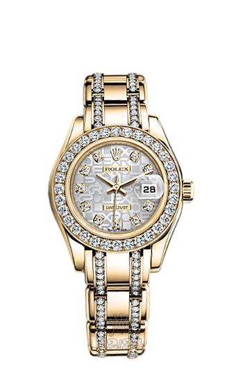 Rolex Pearlmaster Watch 80298-0123 29 mm Yellow gold Case Silver Dial