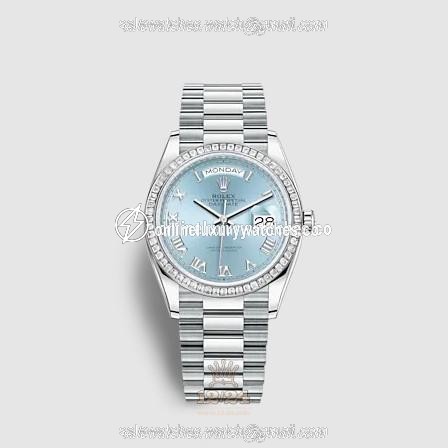 Rolex Day-Date Watch 128396tbr-0002 36 mm Platinum Case Blue Dial
