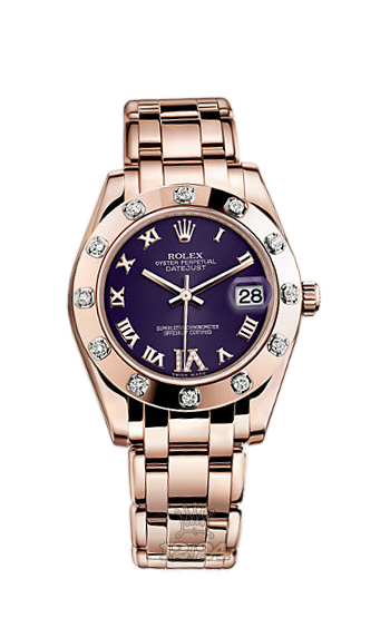 Rolex Pearlmaster Watch 81315-0001 34 mm Pink gold Case Purple Dial