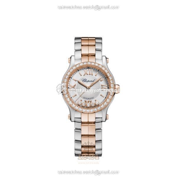 Chopard Happy Sport Watch 278573-6016 30 mm Stainless steel Pink gold Case Silver Dial