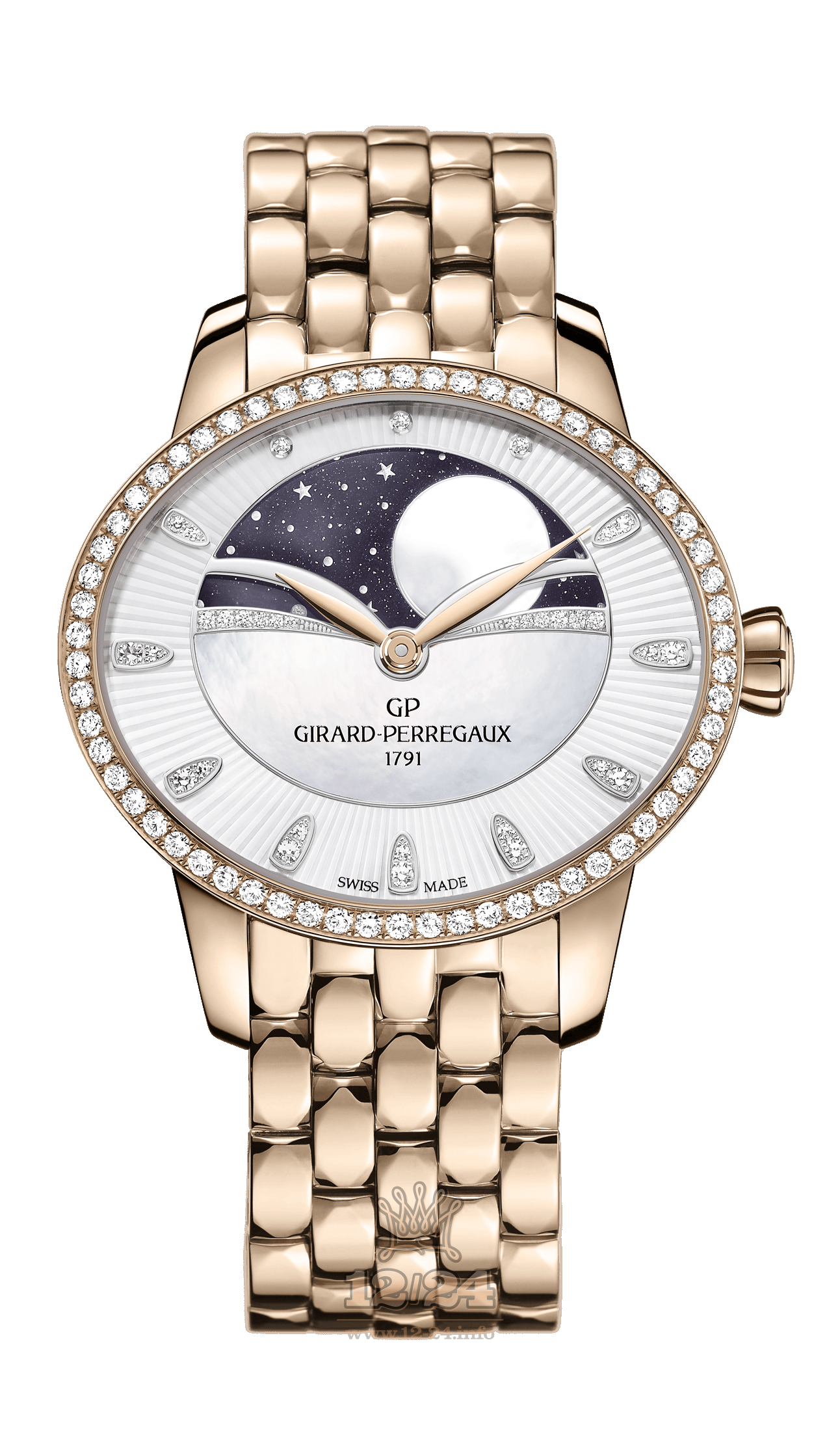 Girard Perregaux Cats Eye Watch 80496D52A751-52A 35 mm Pink gold Case White Silver Dark blue Dial