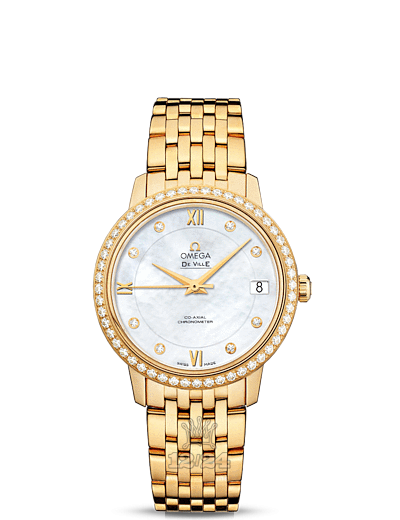 Omega Prestige Watch 424.55.33.20.55.001 33 mm Yellow gold Case White Dial