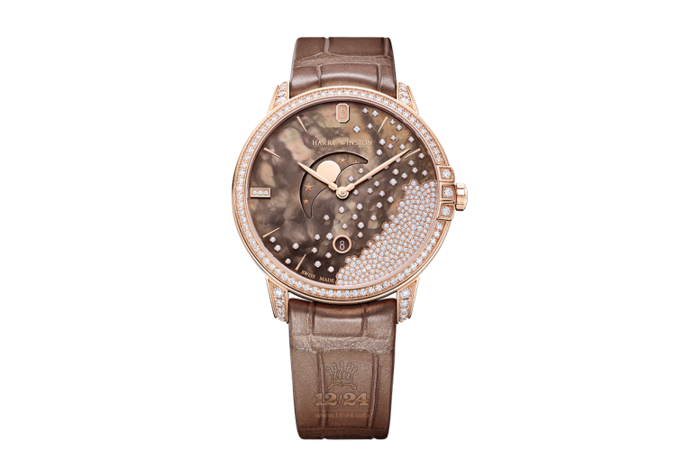 Harry Winston Midnight Collection Watch MIDQMP39RR004 39 mm Pink gold Case Brown (chocolate) Dial
