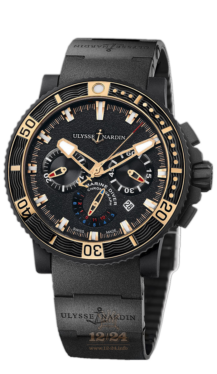 Ulysse Nardin Marine Watch 353-90-3C 46 mm Stainless steel Case Black Dial