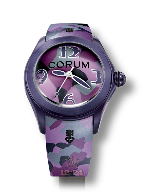 Corum Bubble Watch L082/03305 42 mm Stainless steel PVD coating Case Purple Painted Dial