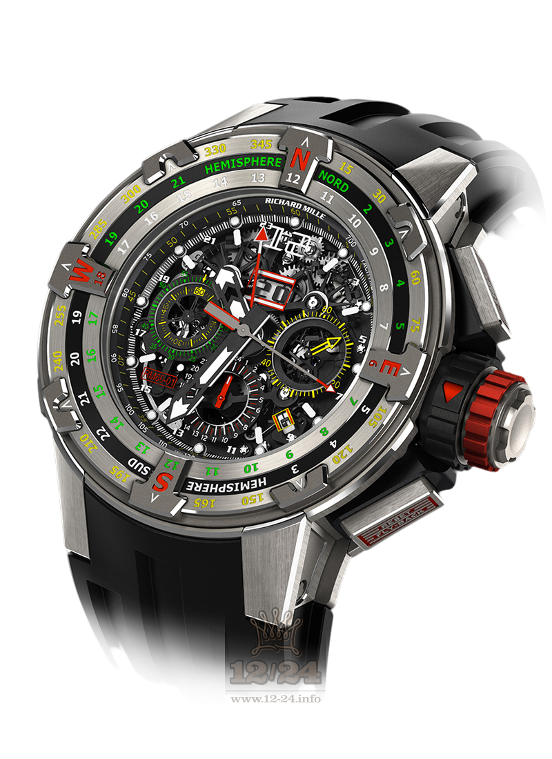 Richard Mille Men's Collection Watch RM 60-01 Regatta Flyback Chronograph 50 mm Titanium Case Black Dial