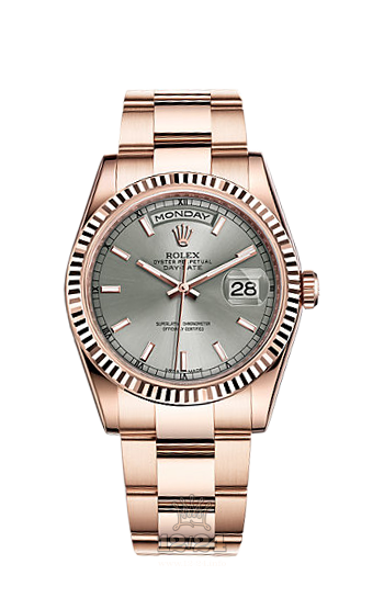 Rolex Day-Date Watch 118235f-0134 36 mm Pink gold Case Gray Dial