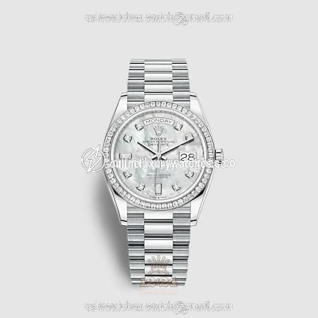Rolex Day-Date Watch 128396tbr-0005 36 mm Platinum Case White Dial