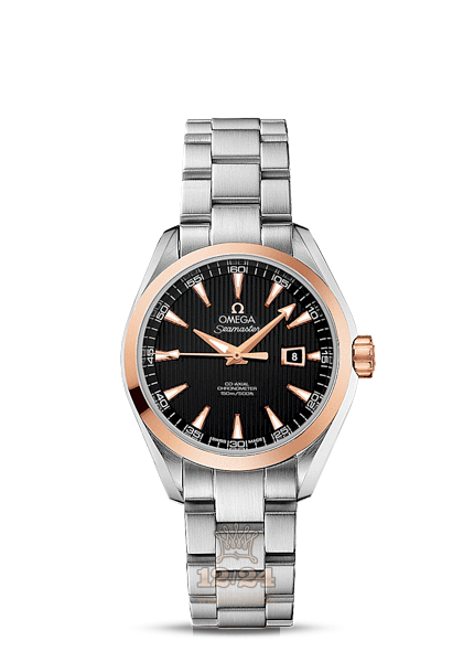 Omega Aqua Terra 150 M Watch 231.20.34.20.01.003 34 mm Steel / Pink gold Case Black Dial