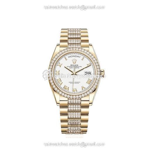 Rolex Day-Date Watch 128348rbr-0043 36 mm Yellow gold Case White Dial