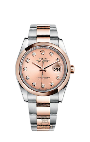 Rolex Datejust Watch 116201-0081 36 mm Steel / Pink gold Case Pink Dial
