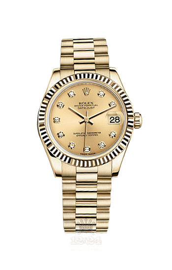 Rolex Datejust Watch 178278-0018 31 mm Yellow gold Case Golden Dial
