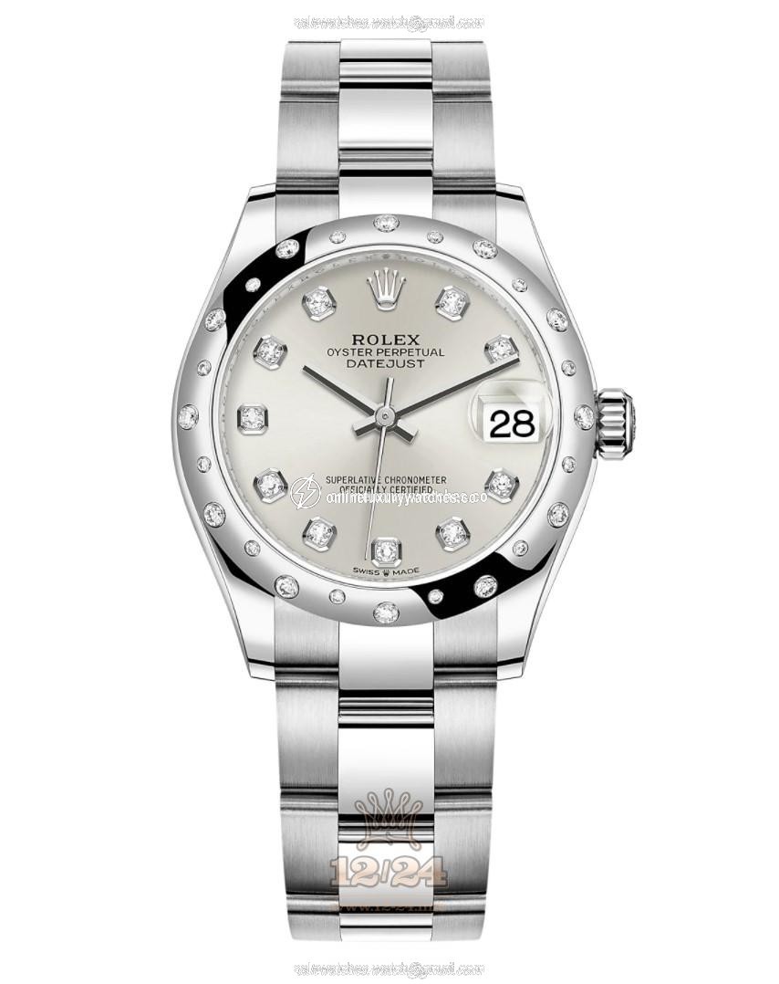 Rolex Datejust Watch 278344rbr-0031 31 mm Stainless steel White gold Case Silver Dial