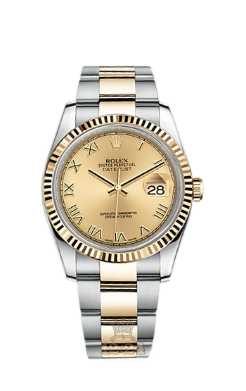 Rolex Datejust Watch 116233-0193 36 mm Steel / Yellow gold Case Golden Dial