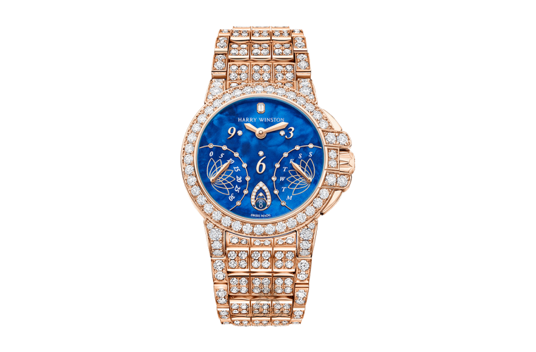 Harry Winston The Ocean Collection Watch OCEABI36RR035 36 mm Pink gold Case Dark blue Dial