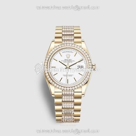 Rolex Day-Date Watch 128348rbr-0048 36 mm Yellow gold Case White Dial