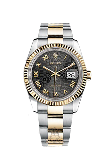 Rolex Datejust Watch 116233-0196 36 mm Steel / Yellow gold Case Black Dial