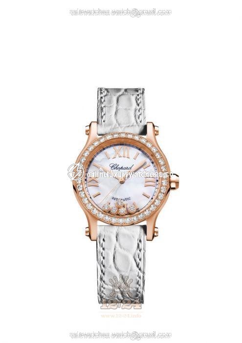 Chopard Happy Sport Watch 274893-5010 30 mm Pink gold Case White Dial