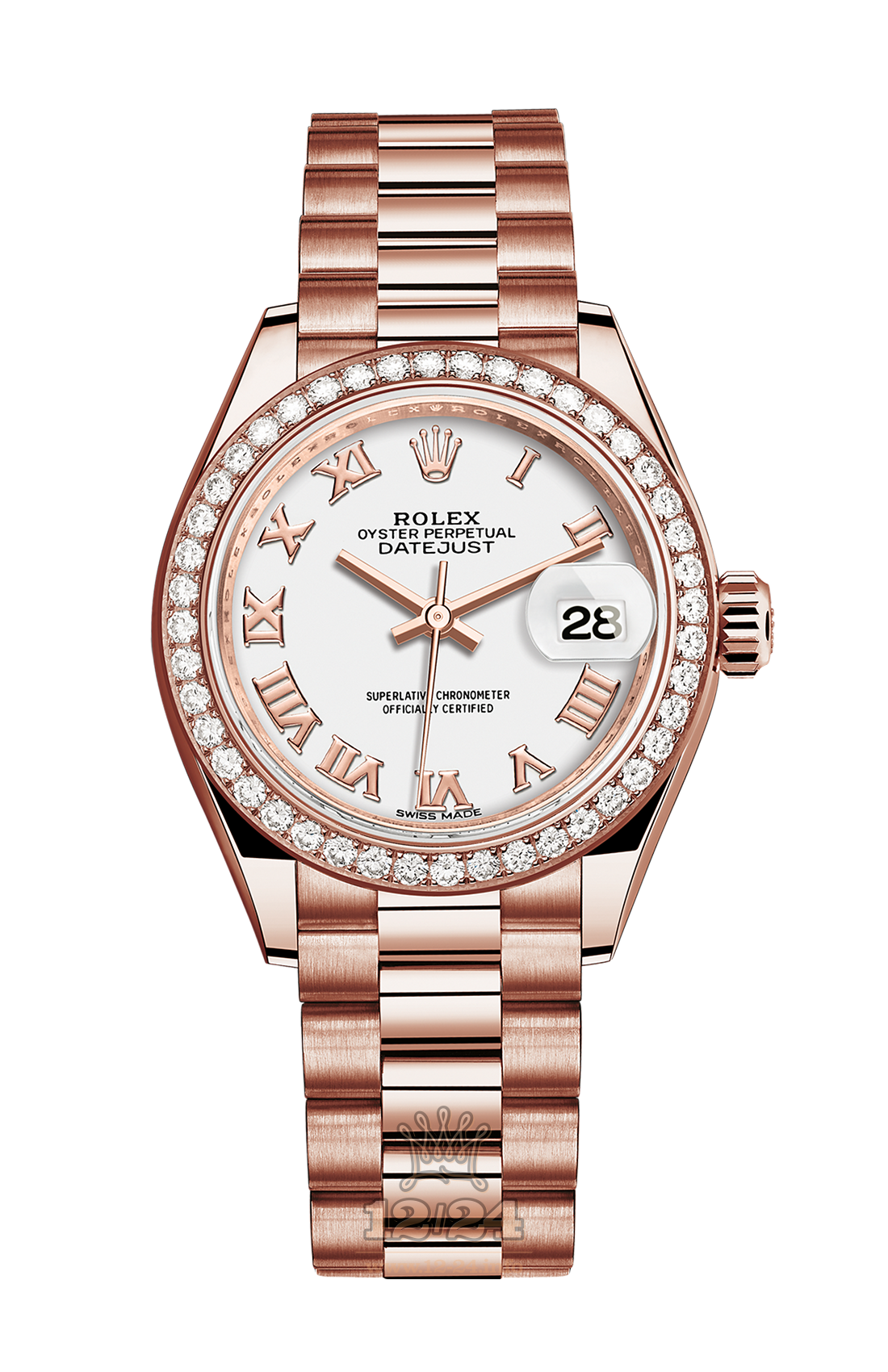 Rolex Datejust Watch 279135rbr-0023 28 mm Pink gold Case White Dial