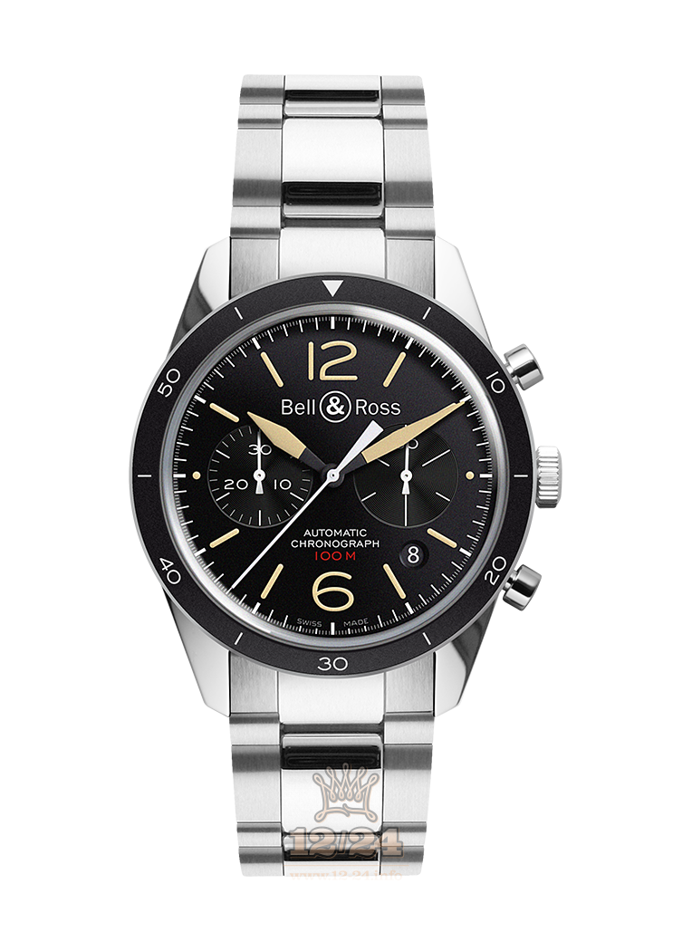 Bell & Ross Vintage Watch BRV126-ST-HER/SST 43 mm Stainless steel Case Black Dial
