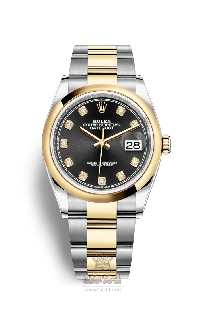 Rolex Datejust Watch 126203-0022 36 mm Steel / Yellow gold Case Black Dial