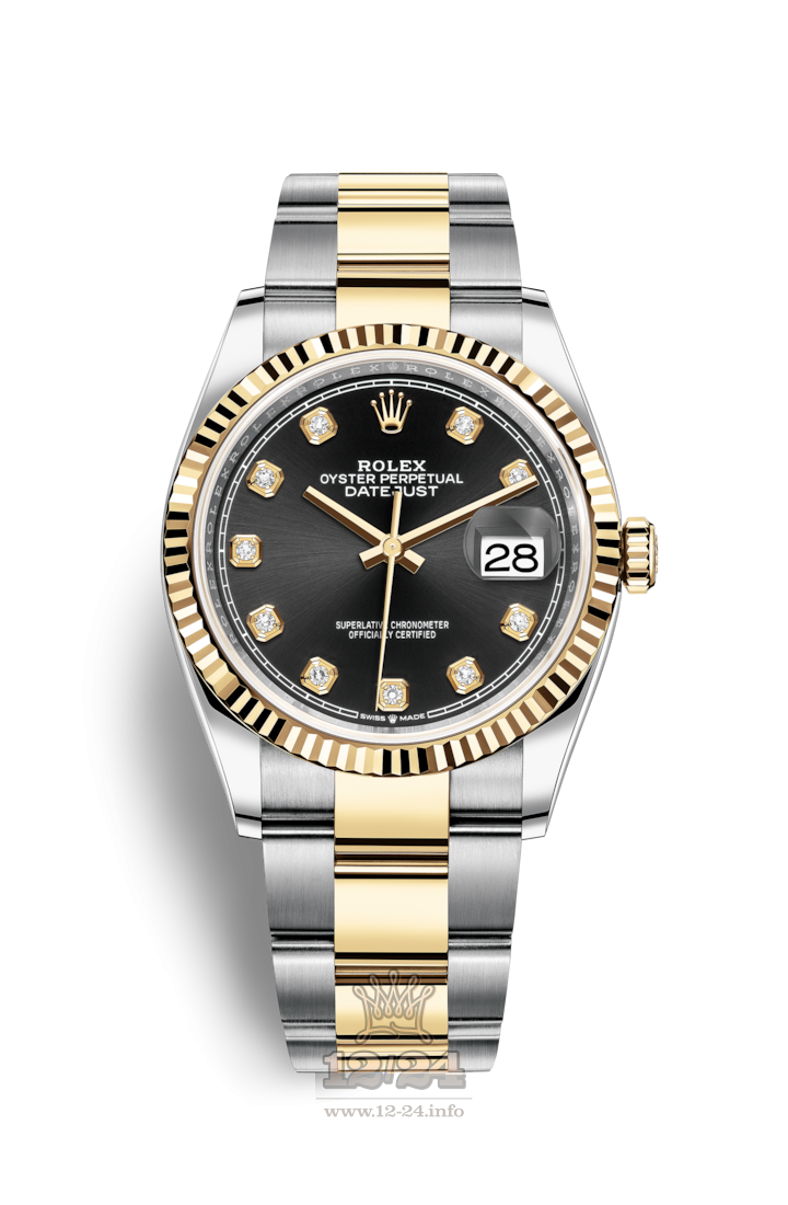 Rolex Datejust Watch 126233-0022 36 mm Steel / Yellow gold Case Black Dial