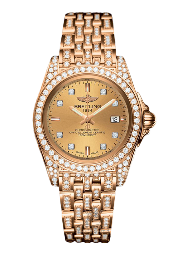 Breitling Galactic Watch H71330AF|H550|792T 32 mm Pink gold Case Golden Dial